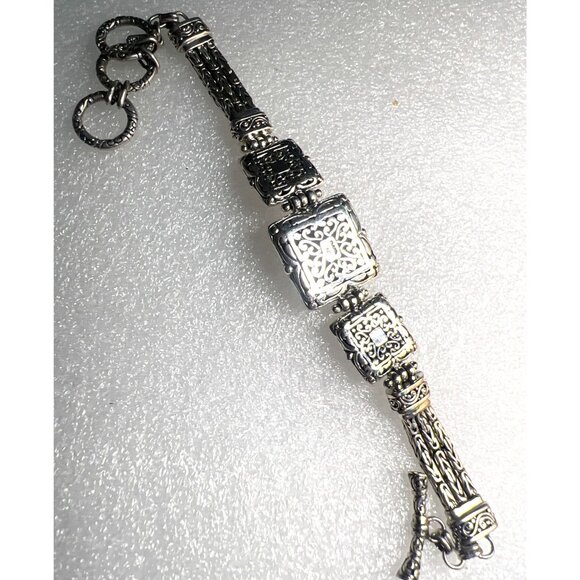 Sterling Silver Panel Bracelet Byzantine Medalion Toggle Clasp Sarda J Sherman - Picture 9 of 9